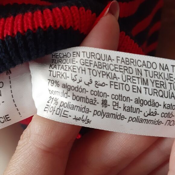 Massimo Dutti Cotton Blend Navy and Red Striped Sweater - Picture 9 of 13